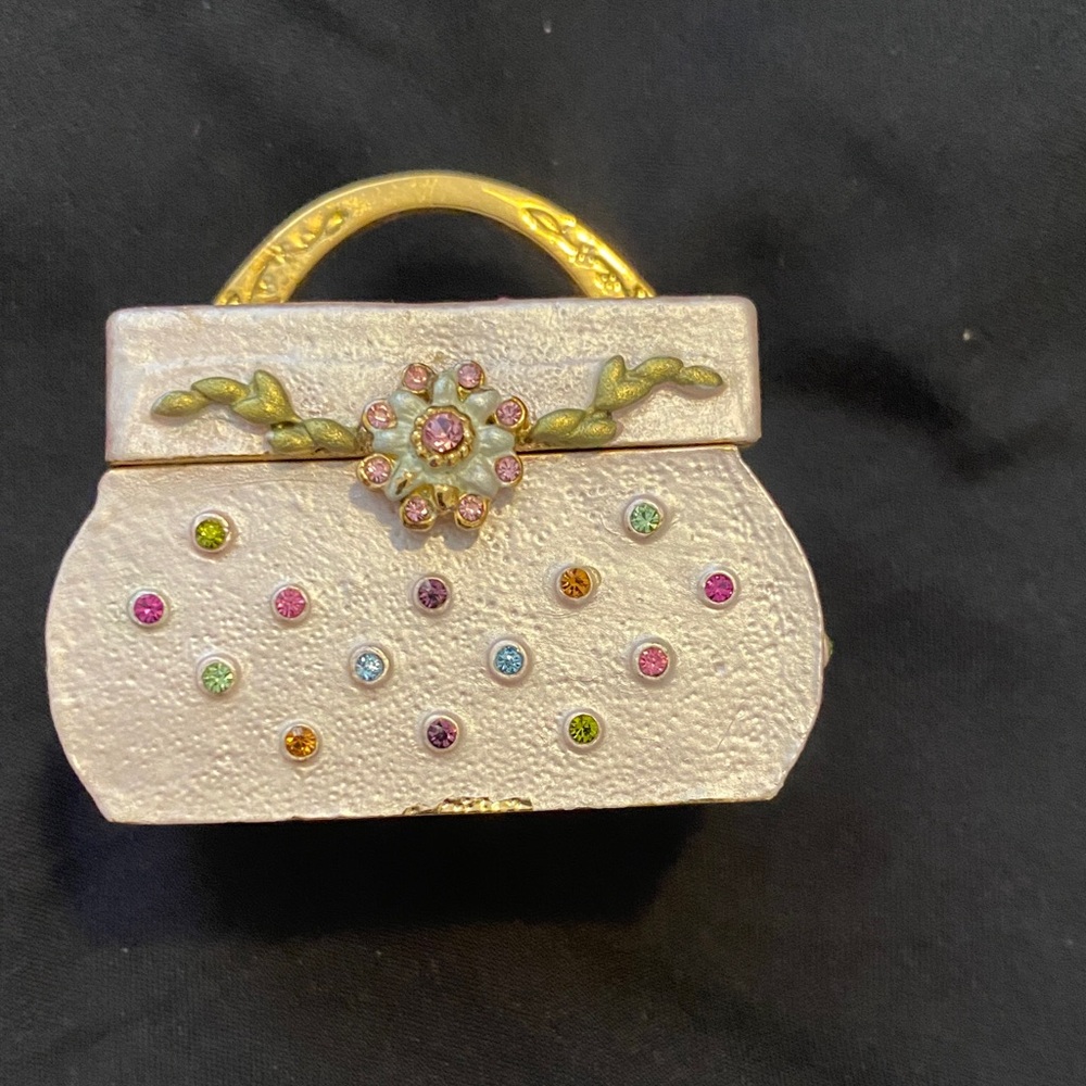 Chic White trinket box with Multicolor Accents